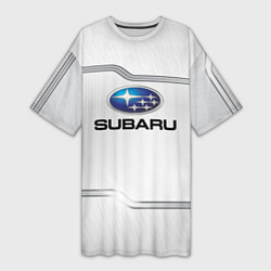 Футболка женская длинная Subaru auto steel metal, цвет: 3D-принт