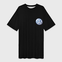 Футболка женская длинная Volkswagen logo auto, цвет: 3D-принт