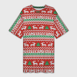 Женская длинная футболка Deer christmas pattern