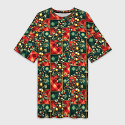 Женская длинная футболка Остролистный падуб и золотые шары