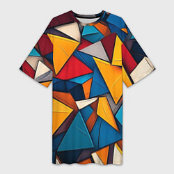 Женская длинная футболка Разноцветные треугольники