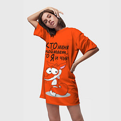 Футболка женская длинная Хитрая лисица - кто меня поймает, цвет: 3D-принт — фото 2