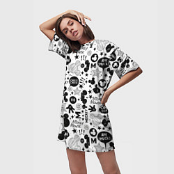 Футболка женская длинная Микки Маус узор, цвет: 3D-принт — фото 2