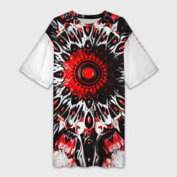 Футболка женская длинная Красная сюрреалистичная абстракция, цвет: 3D-принт