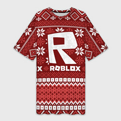 Футболка женская длинная Новогодний свитер ugly Roblox, цвет: 3D-принт