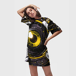 Футболка женская длинная Жёлтая сфера киберпанк, цвет: 3D-принт — фото 2