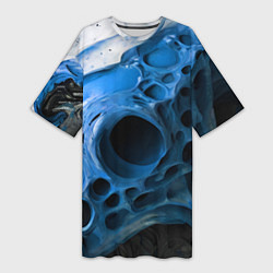 Женская длинная футболка Сине-белая абстрактная структура