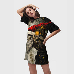 Футболка женская длинная Санта демон стимпанк, цвет: 3D-принт — фото 2