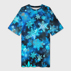 Женская длинная футболка Снежный новогодний узор