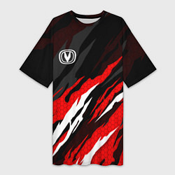 Женская длинная футболка Changan - красные языки