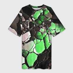 Женская длинная футболка Чёрно-зелёный камень