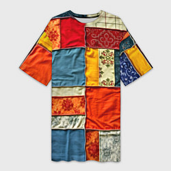 Женская длинная футболка Пэчворк из ярких тканей