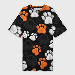 Женская длинная футболка Мохнатые лапки