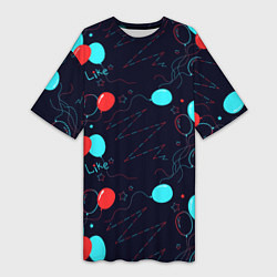 Футболка женская длинная Воздушные шары для праздника, цвет: 3D-принт