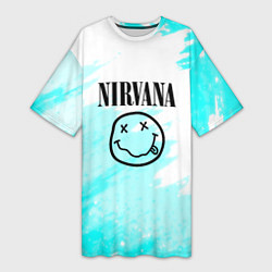 Футболка женская длинная Nirvana rock music color, цвет: 3D-принт