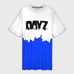 Футболка женская длинная Dayz сине белая геомтерия, цвет: 3D-принт