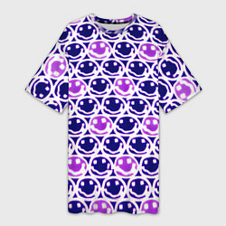 Футболка женская длинная Nirvana neon smile, цвет: 3D-принт