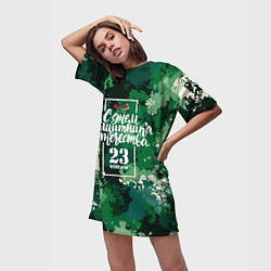 Футболка женская длинная С Днём защитника Отечества: камуфляж, цвет: 3D-принт — фото 2