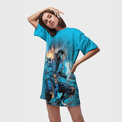 Футболка женская длинная Mortal Kombat - Sub-Zero, цвет: 3D-принт — фото 2