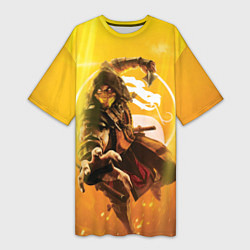 Футболка женская длинная Скорпион - Mortal Kombat, цвет: 3D-принт