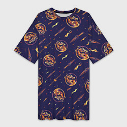 Женская длинная футболка Mortal Kombat logo pattern