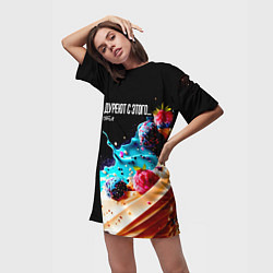 Футболка женская длинная Все дуреют с этого десерта, цвет: 3D-принт — фото 2