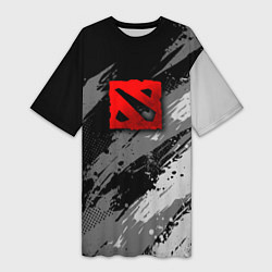 Футболка женская длинная Dota 2 - монохромный серый, цвет: 3D-принт