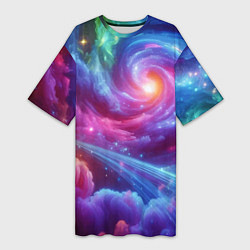 Женская длинная футболка Neon space fantasy