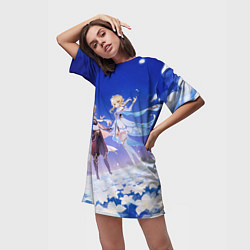 Футболка женская длинная Aether and Lumine, цвет: 3D-принт — фото 2