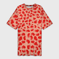 Женская длинная футболка Сердца любви