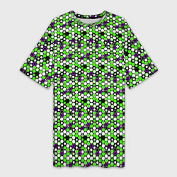 Женская длинная футболка Киберпанк шестиугольники зелёные