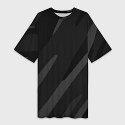 Женская длинная футболка Чёрно-серый абстрактный полосы