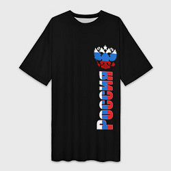 Женская длинная футболка Россия и герб в виде флага триколора