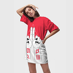 Футболка женская длинная 30 Seconds to Mars poster, цвет: 3D-принт — фото 2