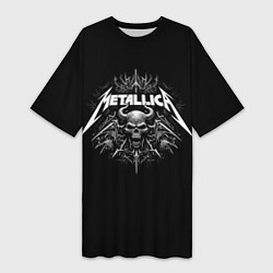 Футболка женская длинная The horned skull - Metallica, цвет: 3D-принт