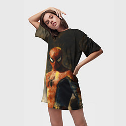 Футболка женская длинная Человек-паук портрет, цвет: 3D-принт — фото 2