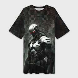 Футболка женская длинная Боевой кибернетический андроид, цвет: 3D-принт