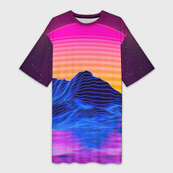 Женская длинная футболка Неоновый закат