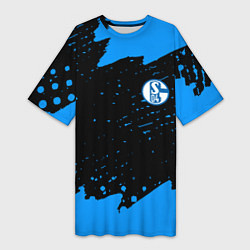 Футболка женская длинная Schalke 04 fc blue color, цвет: 3D-принт