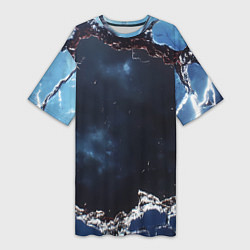 Женская длинная футболка Объемная дыра в стене текстура