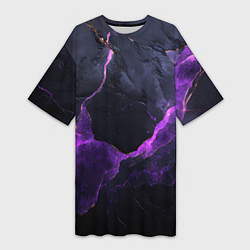 Женская длинная футболка Фиолетово-черная объемная текстура