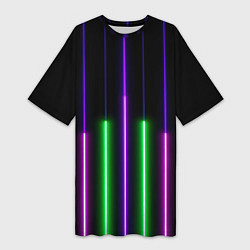 Футболка женская длинная Color Purple green pink, цвет: 3D-принт