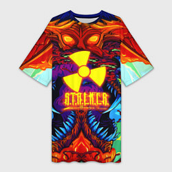 Футболка женская длинная Stalker монстр чернобыля, цвет: 3D-принт