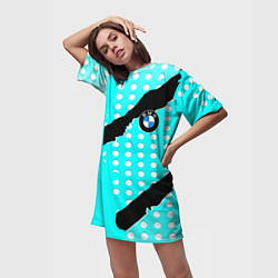 Футболка женская длинная BMW sport краски, цвет: 3D-принт — фото 2