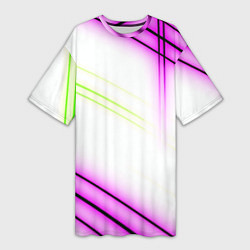 Женская длинная футболка Green white pink line