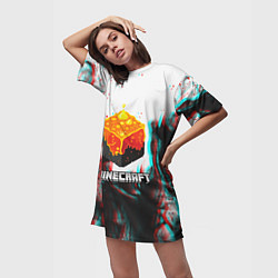 Футболка женская длинная Minecraft glitch, цвет: 3D-принт — фото 2