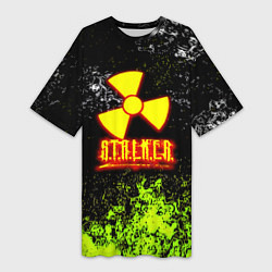 Футболка женская длинная Stalker брызги красок, цвет: 3D-принт