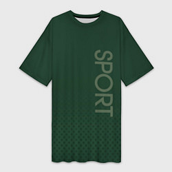 Футболка женская длинная Sport тёмно-зелёный текстурный, цвет: 3D-принт