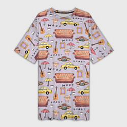 Футболка женская длинная Друзья - паттерн, цвет: 3D-принт