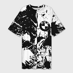 Женская длинная футболка BMW черно белые краски